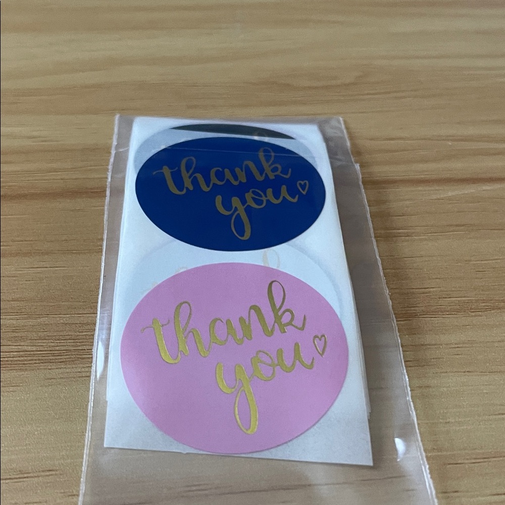 2” (20 ct) Thank You Stickers in Blue and Pink